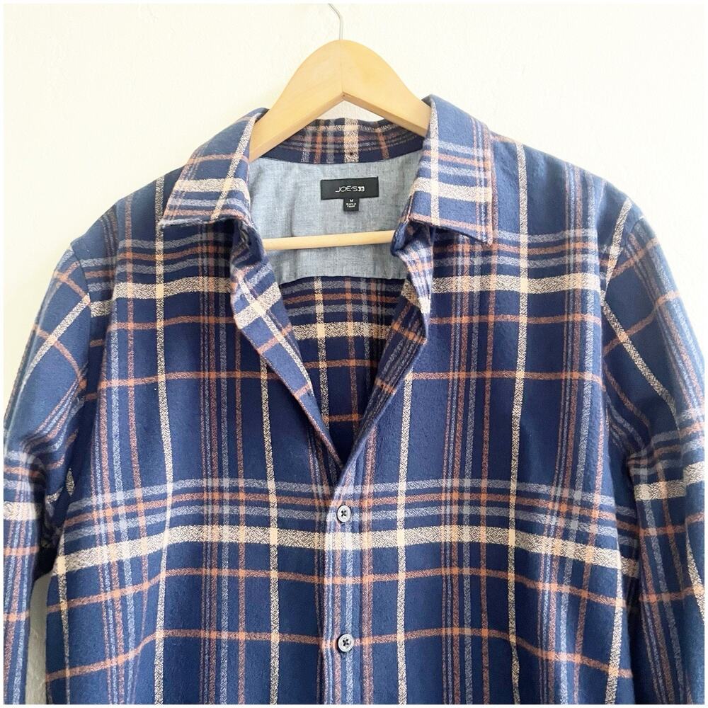 Joe's Jeans L71602 Mens Navy Boucle Flannel Button-Down Shirt Size Medium Preppy - Picture 8 of 8